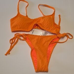 NWT Blushing Brunette BRIGHT Orange Bikini 2 Piece Set Size S